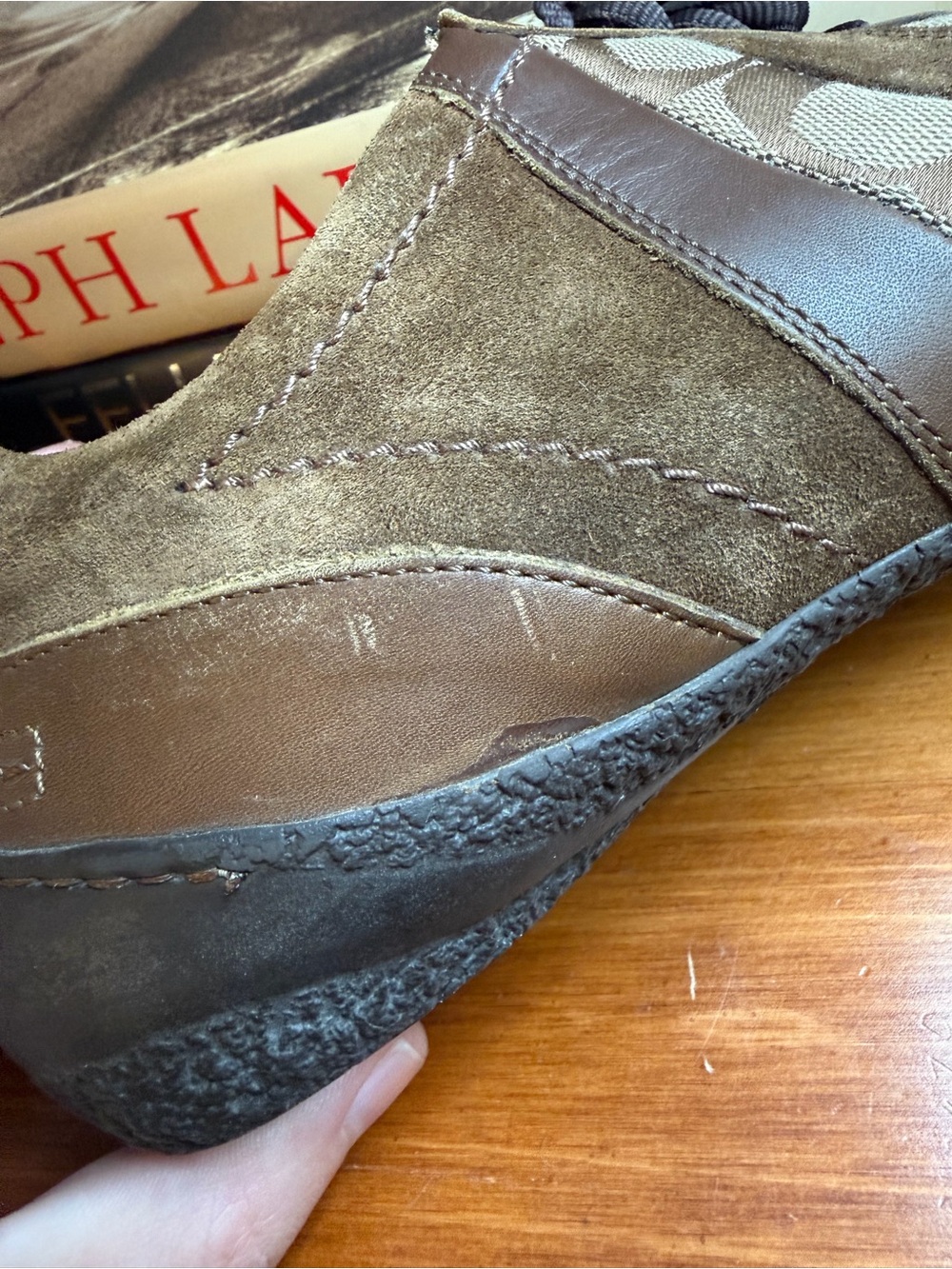 Coach Men's Signature Canvas & Suede Sneakers in Brown - Picture 4 of 7